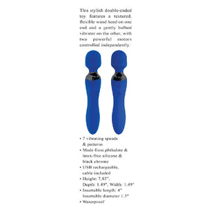Selopa Blue Belle Silicone Dual-Ended Wand Vibrator Blue Vibrators - Wands & Attachments Buy in Singapore LoveisLove U4Ria