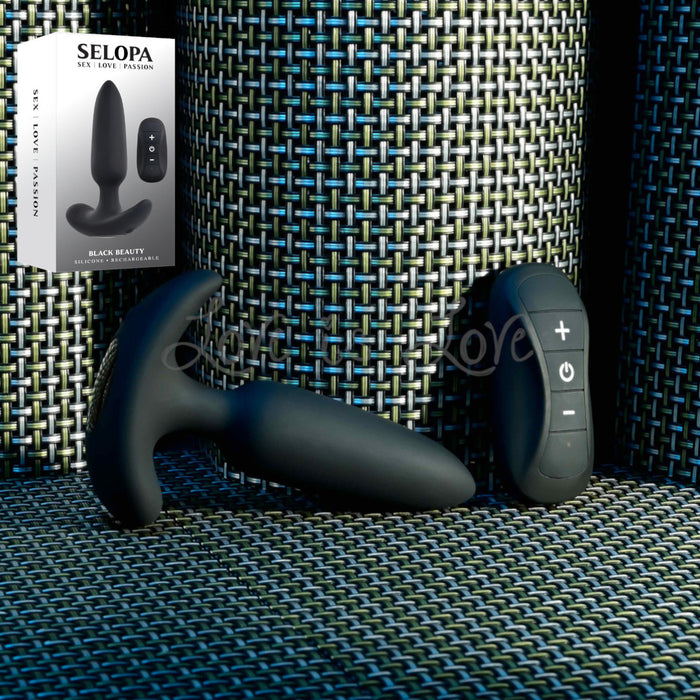 Selopa Black Beauty Silicone Rechargeable Vibrating Plug With Remote Control