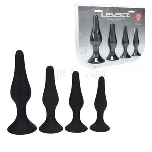 Shots LEVELZ Slim Silicone Anal Plug Set of 4 Black Buy in Singapore LoveisLove U4Ria 