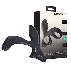 Shots LEVELZ Vibrating Silicone Cock and Ball Ring with Shaft Loop Black dual motor. Buy Levelz in Singapore LoveisLove U4Ria