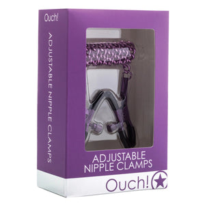 Shots Ouch! Adjustable Nipple Clamps Black or Purple