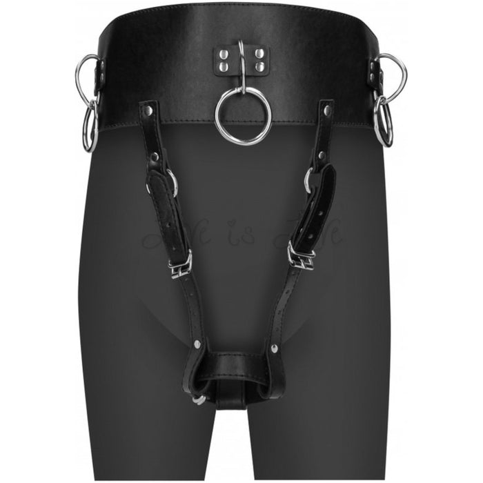 Shots Ouch! Belt with Vibrator Holder Black OS