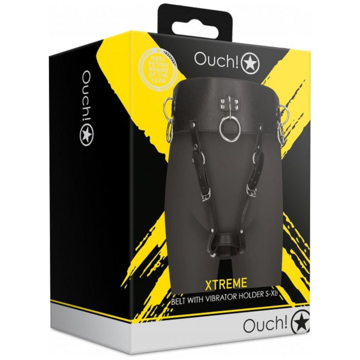 Shots Ouch! Xtreme Belt with Vibrator Holder Black OS