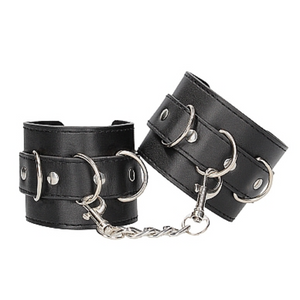 Shots Ouch! Black & White Adjustable Bonded Leather Wrist or Ankle Cuffs loveislove love is love buy sex toys singapore u4ria