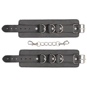 Shots Ouch! Black & White Adjustable Bonded Leather Wrist or Ankle Cuffs loveislove love is love buy sex toys singapore u4ria