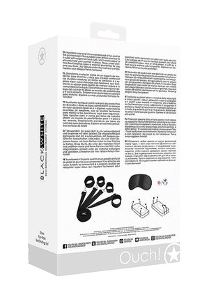 Shots Ouch! Black & White Bed Bindings Restraint Kit (With Sex Dice)