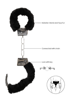 Shots Ouch! Black & White Beginner Pleasure Furry Handcuffs Bondage - Ankle & Wrist Restraints Buy Sex Toys in Singapore LoveisLove U4Ria