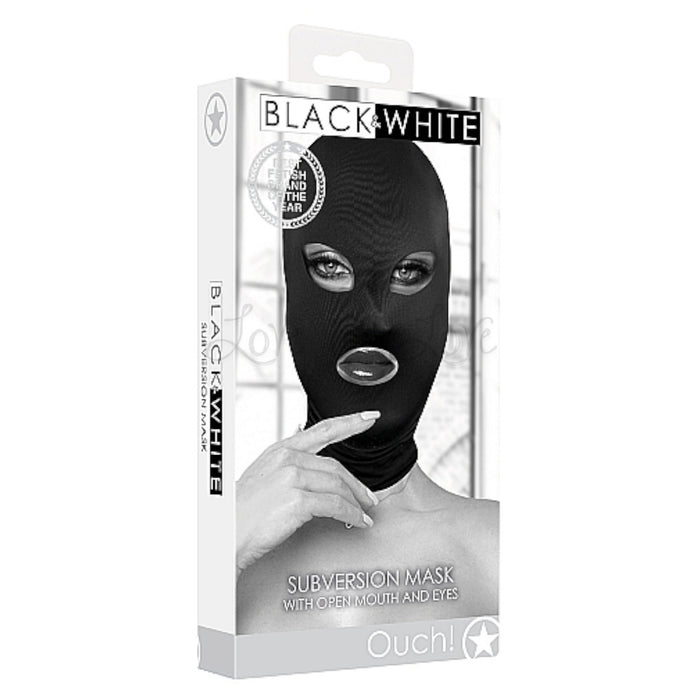 Shots Ouch! Black & White Subversion Mask with Open Mouth And Eyes