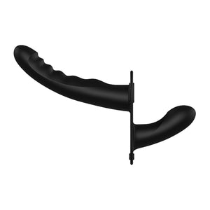 Shots Ouch! Dual Silicone Ribbed Strap-On Adjustable Black Buy in Singapore LoveisLove U4Ria 