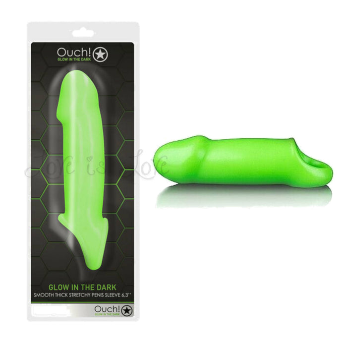 Shots Ouch! Glow in the Dark Smooth Thick Stretchy Penis Sleeve 6.3 Inch