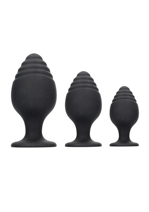 Shots Ouch! Rippled Butt Plug Set Black Buy in Singapore LoveisLove U4Ria 