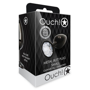 Shots Ouch! Round Gem Butt Plug GunMetal/Diamond Buy in Singaproe LoveisLove U4Ria 