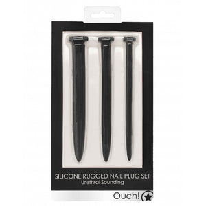 Shots Ouch! Silicone Rugged Nail Plug Set Urethral Sounding Black Buy in Singapore LoveisLove U4Ria 