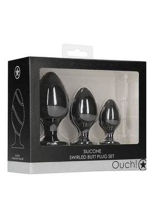 Shots Ouch! Swirled Butt Plug Set Black Buy in Singapore LoveisLove U4Ria 