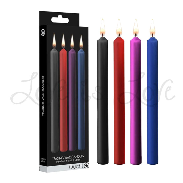 Shots Ouch! Teasing Wax Candles Large Mixed Colors 4-Pack