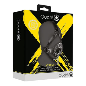 Shots Ouch! Xtreme Open Mouth Gag Head Harness with Plug Stopper Buy in Singapore LoveisLove U4Ria 