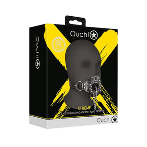 Shots Ouch! Xtreme Open Mouth Gag with Plug Stopper Black Buy in Singapore LoveisLove U4Ria 