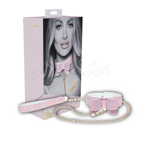 Shots Ouch! Paris Collection Collar with Leash Pink iridescent hardware bondage set. Buy Ouch in Singapore LoveisLove U4Ria
