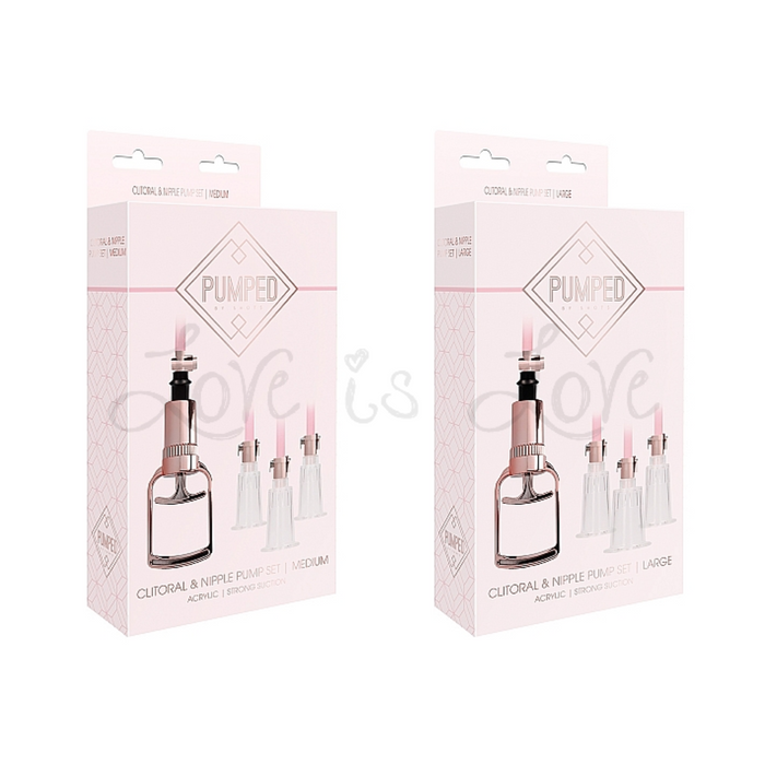 Shots Pumped Clitoral & Nipple Pump Set Rose Medium or Large