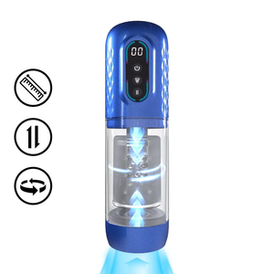 Shots Pumped Vortex Suction Rotation and Thrusting Masturbator Pump - Gun Metal or Metallic Blue Buy Sex Toys in Singapore LoveisLove U4Ria