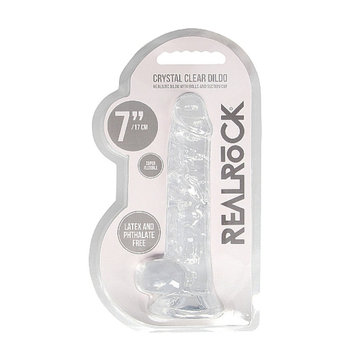Shots RealRock Realistic Dildo With Balls Transparent Clear 6 or 7 Inch