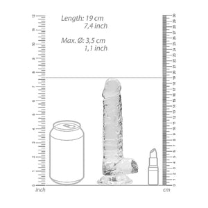 Shots RealRock Realistic Dildo With Balls Transparent Clear