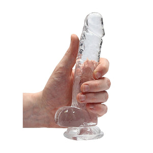 Shots RealRock Realistic Dildo With Balls Transparent Clear