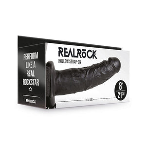 ​​Shots RealRock Realistic Hollow Strap-On With Balls Black 8 Inch 20.5 CM Buy in Singapore LoveisLove U4Ria 