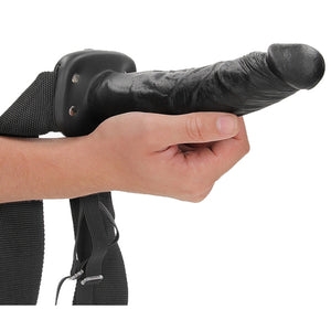 ​​Shots RealRock Realistic Hollow Strap-On With Balls Black 8 Inch 20.5 CM Buy in Singapore LoveisLove U4Ria 