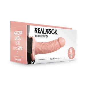 Shots RealRock Realistic Hollow Strap-On With Balls Flesh 6 Inch 15.5 CM Buy in Singaproe LoveisLove U4Ria 