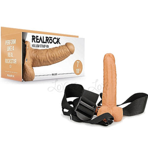 Shots RealRock Realistic Hollow Strap-On With Balls Tan 7 Inch 18 CM Buy in Singapore LoveisLove U4Ria 