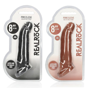 Shots RealRock Realistic Penis Sleeve 8"/20cm Extender And Ball Stretcher