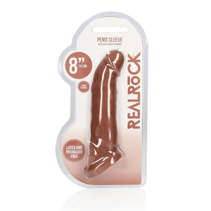 Shots RealRock Realistic Penis Sleeve 8 Inches Extender And Ball Stretcher Buy in Singapore LoveisLove U4Ria 