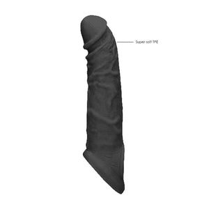 Shots RealRock Realistic Penis Sleeve 8 Inches Extender And Ball Stretcher Black Buy in Singapore LoveisLove U4Ria 