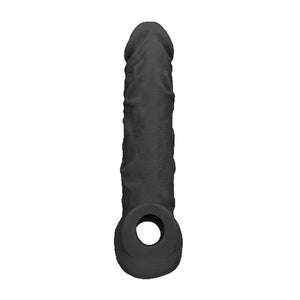 Shots RealRock Realistic Penis Sleeve 8 Inches Extender And Ball Stretcher Black Buy in Singapore LoveisLove U4Ria 