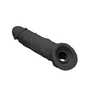 Shots RealRock Realistic Penis Sleeve 8 Inches Extender And Ball Stretcher Black Buy in Singapore LoveisLove U4Ria 