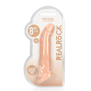 Shots RealRock Realistic Penis Sleeve 8"/20cm Extender And Ball Stretcher Flesh Buy in Singapore LoveisLove U4Ria 