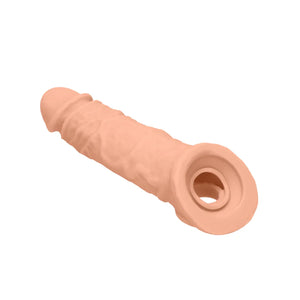 Shots RealRock Realistic Penis Sleeve 8"/20cm Extender And Ball Stretcher Flesh Buy in Singapore LoveisLove U4Ria 