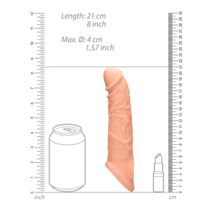 Shots RealRock Realistic Penis Sleeve 8"/20cm Extender And Ball Stretcher Flesh Buy in Singapore LoveisLove U4Ria 
