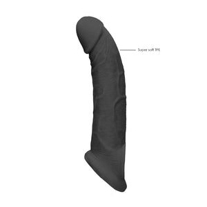 Shots RealRock Realistic Penis Sleeve 9"/23cm Extender And Ball Stretcher Black Buy in Singapore LoveisLove U4Ria 