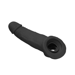 Shots RealRock Realistic Penis Sleeve 9"/23cm Extender And Ball Stretcher Black Buy in Singapore LoveisLove U4Ria 