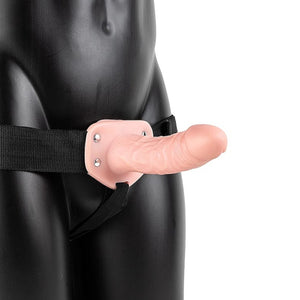 Shots RealRock Realistic Vibrating Hollow Strap-On Flesh 6 Inch 15.5 CM Buy in Singapore LoveisLove U4Ria 