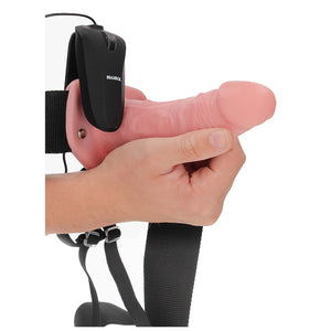 Shots RealRock Realistic Vibrating Hollow Strap-On Flesh 6 Inch 15.5 CM Buy in Singapore LoveisLove U4Ria 