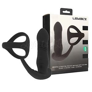 Shots LEVELZ Thrusting Prostate Massager & Ring Black dual motor rechargeable silicone. Buy Levelz in Singapore LoveisLove U4Ria