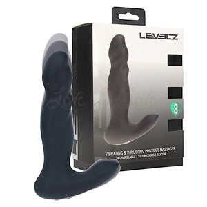 Shots LEVELZ Vibrating and Thrusting Silicone Prostate Massager Black triple motor rechargeable. Buy Levelz in Singapore LoveisLove U4Ria