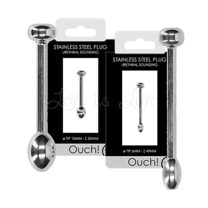 Shots Ouch! Urethral Sounding Stainless Steel Plug 49 mm with 6 mm Tip or 50 mm with 10 mm Tip For Him - Urethral Sounds/Penis Plug Buy Sex Toys in Singapore LoveisLove U4Ria