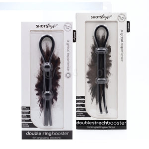 Shots Toys Black Double Ring or Double Stretch Booster adjustable silicone cock and ball ring for men. Buy Shots Toys in Singapore LoveisLove U4Ria