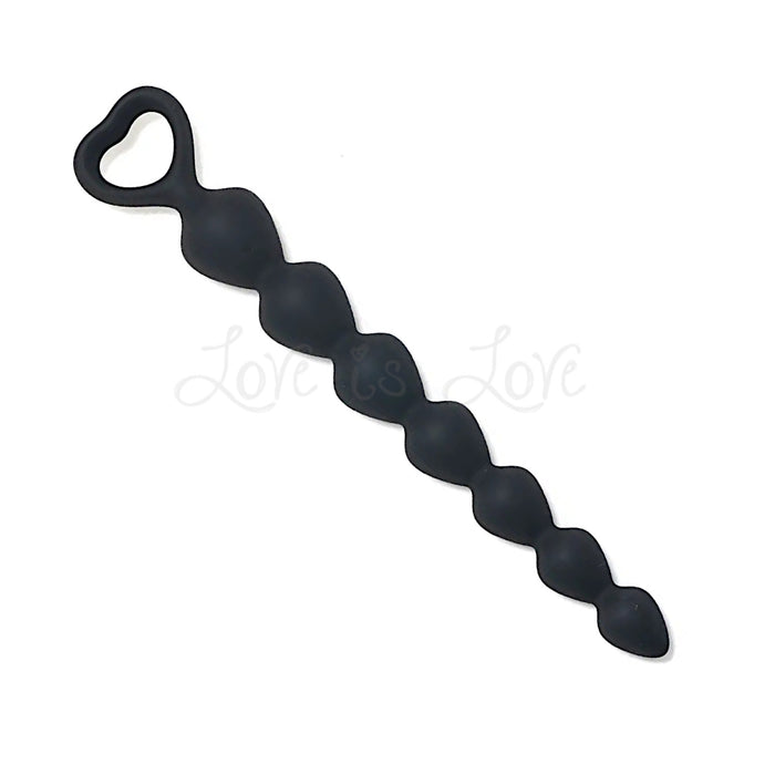 Silicone Graduated Anal Beads with Heart Shaped Pull-out Ring