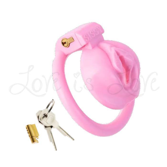 Sissy Chastity Cage Pussy Shape Design 4-Piece Ring #185 (40mm,45mm,50mm,55mm)