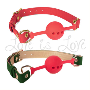 Spartacus Vegan Fetish Red Breathable Silicone Ball Gag 46 mm Green Strap or Red Strap  Buy in Singapore LoveisLove U4Ria 